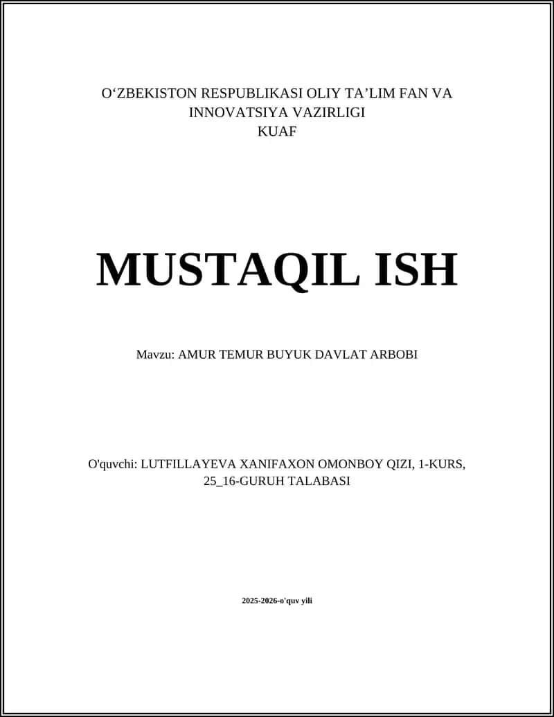 AMUR TEMUR BUYUK DAVLAT ARBOBI 1