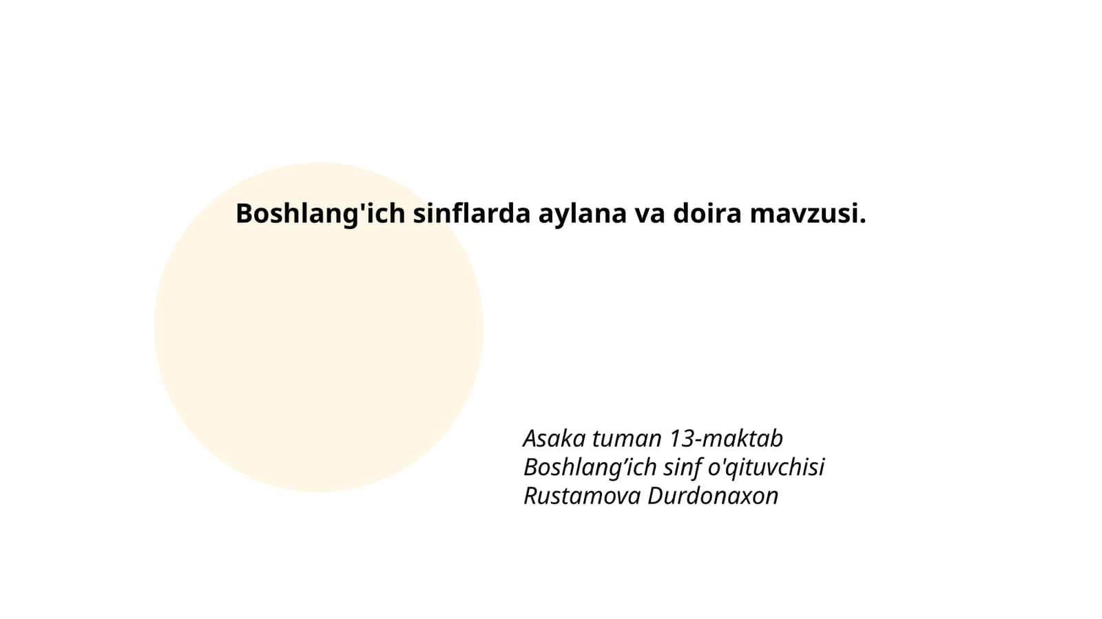 Boshlang'ich sinflarda aylana va doira mavzusi 1