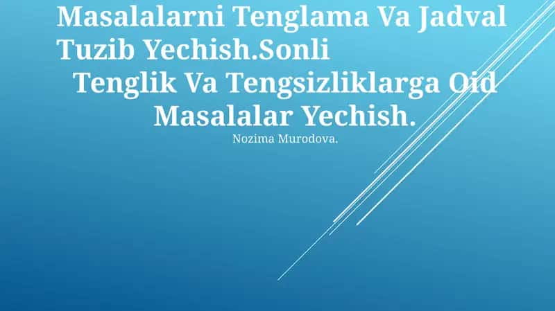 Tenglamalarni yechish 1