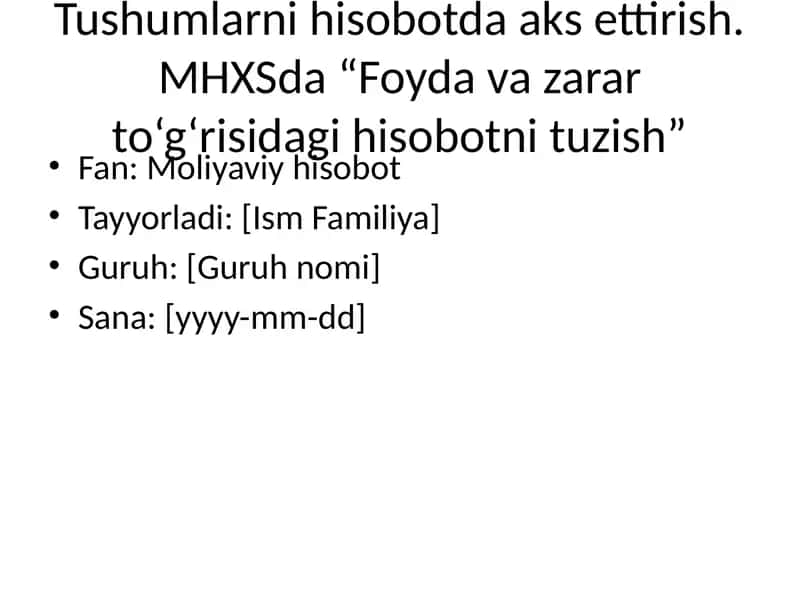 Moliyaviy hisobot 1