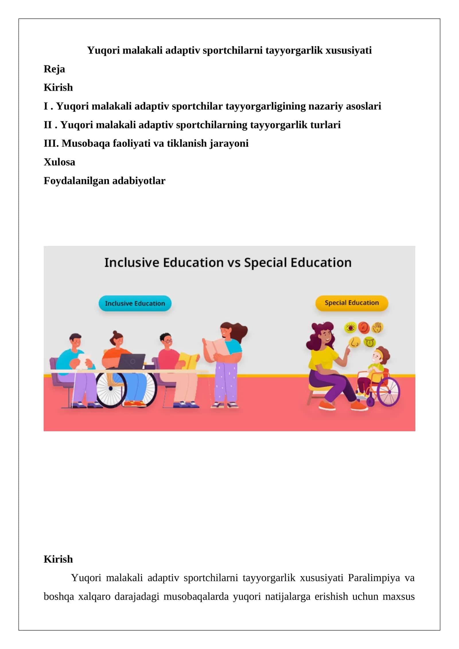 Yuqori malakali adaptiv sportchilarni tayyorgarlik xususiyati 1