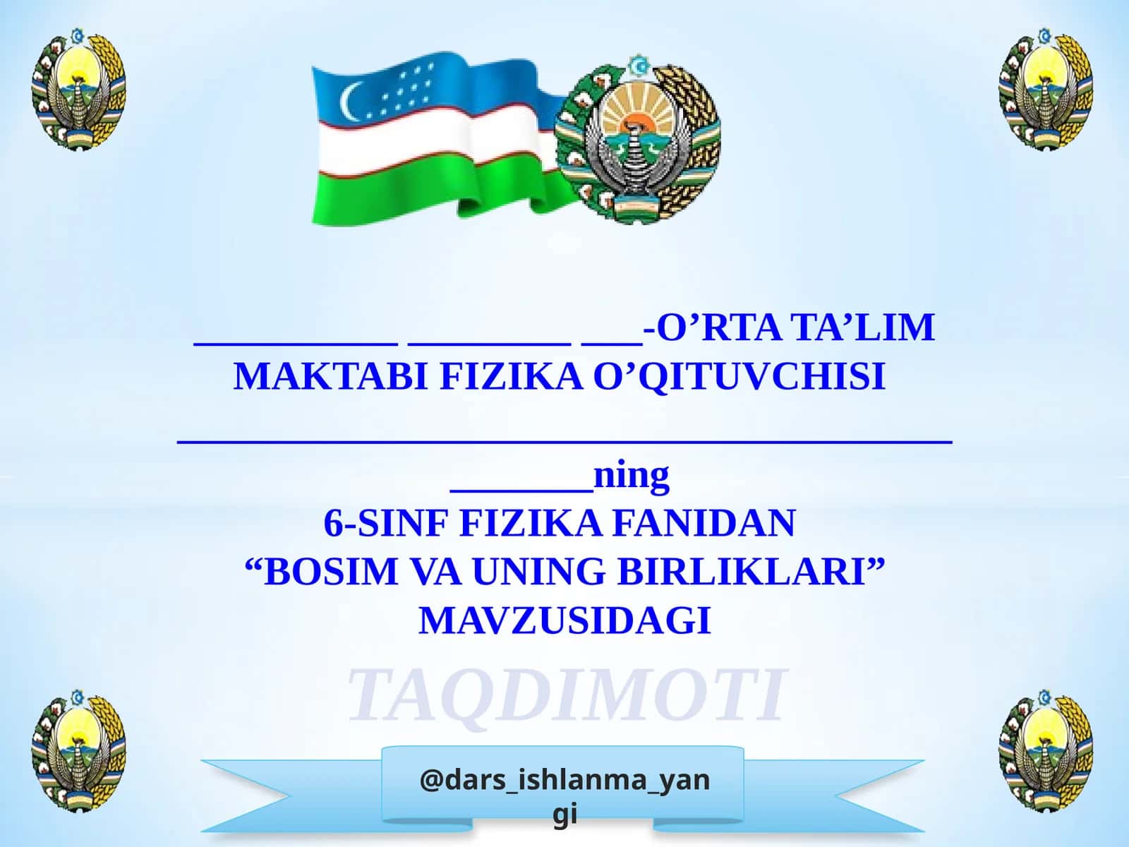 “BOSIM VA UNING BIRLIKLARI” MAVZUSIDAGI TAQDIMOTI 1