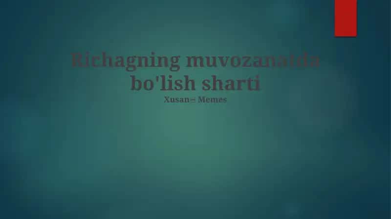 Richagning muvozanatda bo'lish sharti 1