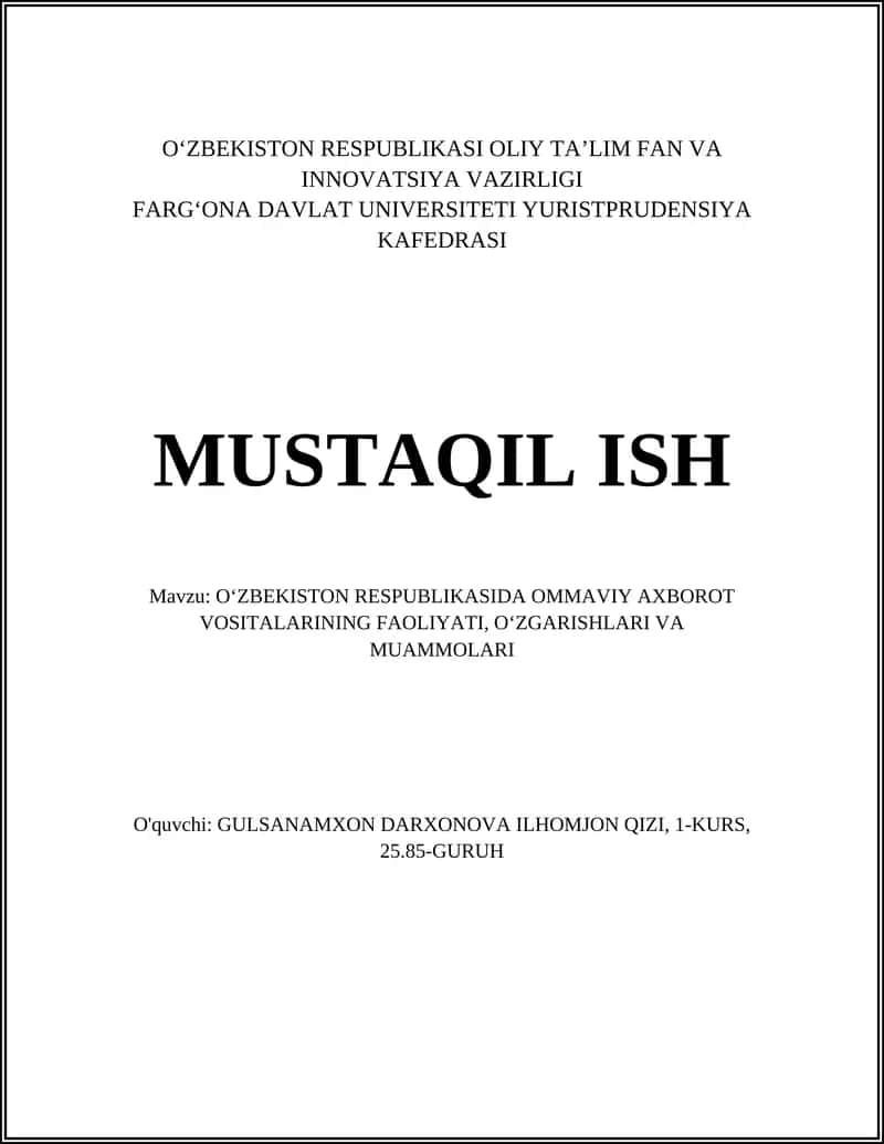Ommaviy axborot vositalari faoliyati 1