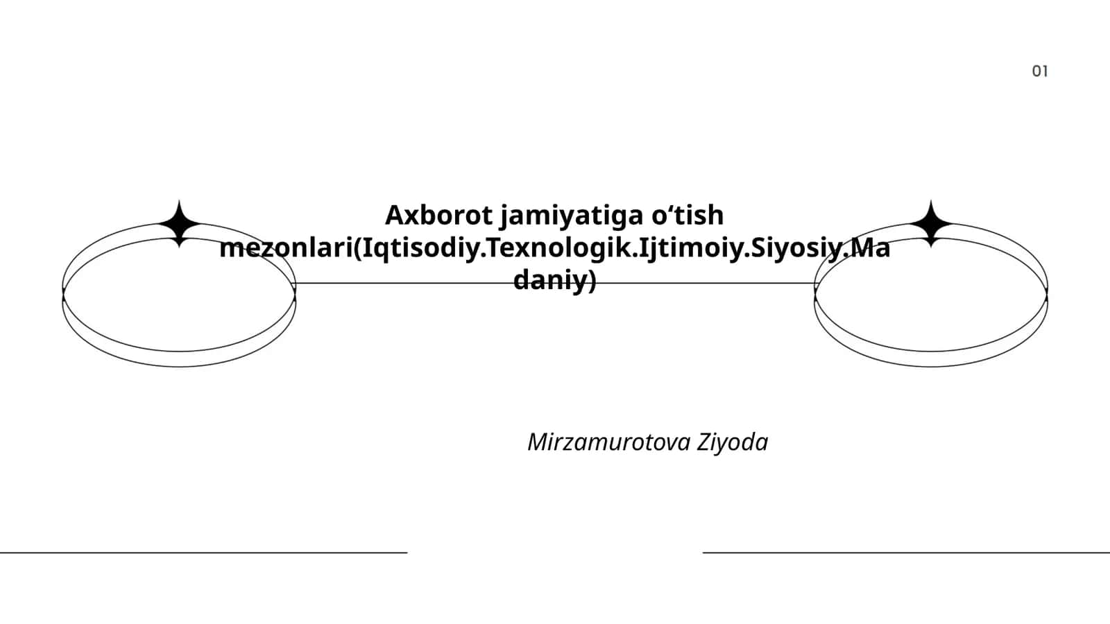 Axborot jamiyatiga oʻtish mezonlari(Iqtisodiy.Texnologik.Ijtimoiy.Siyosiy.Madaniy) 1