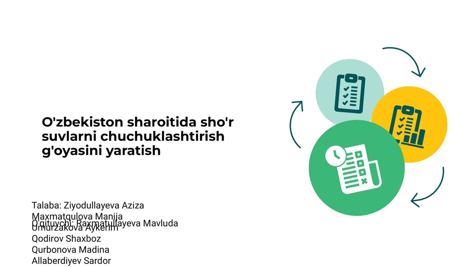 O'zbekiston sharoitida sho'r suvlarni chuchuklashtirish g'oyasini yaratish 1