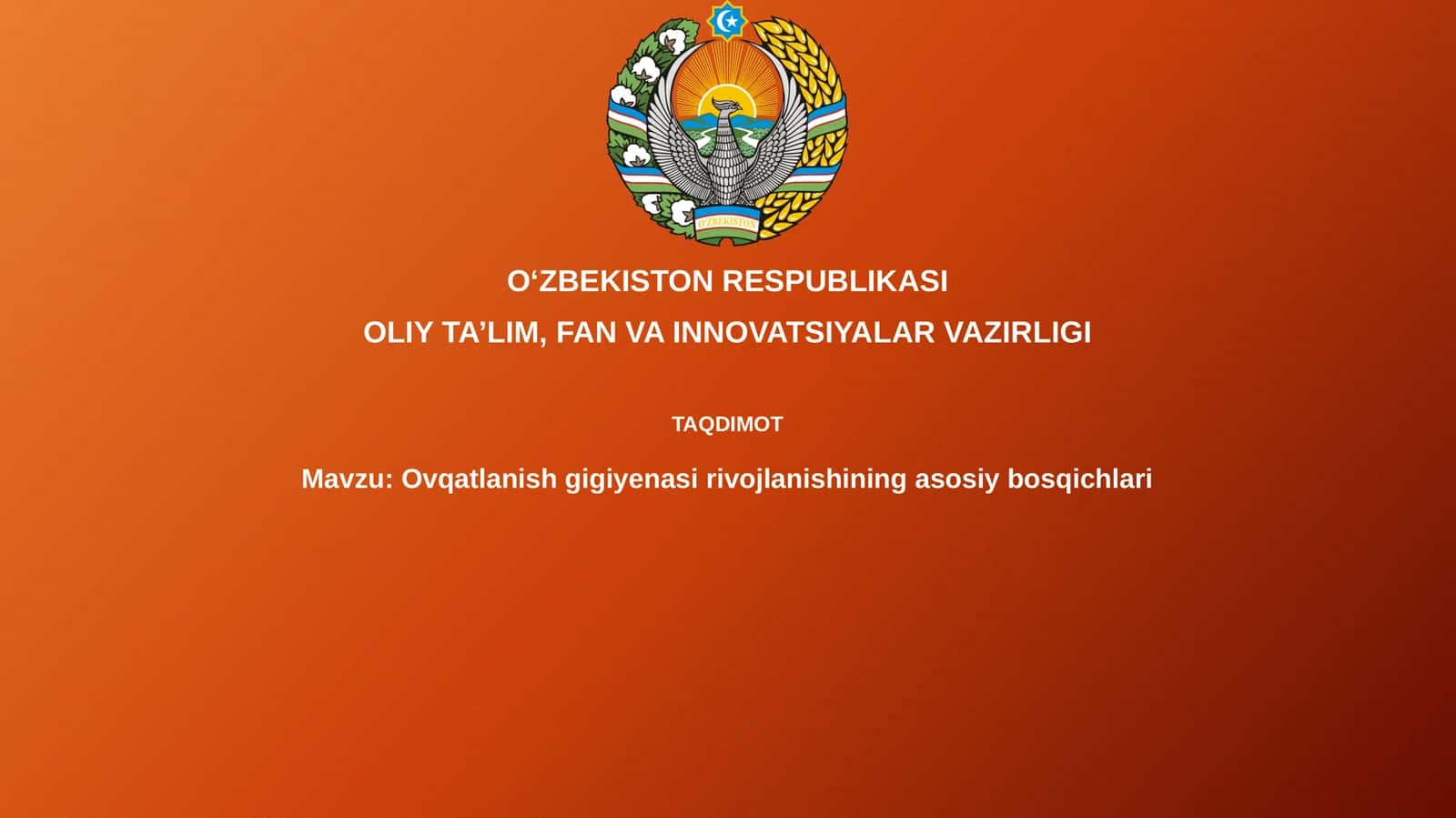Oziq-ovqat gigiyenasi tarixiy rivojlanishi 1
