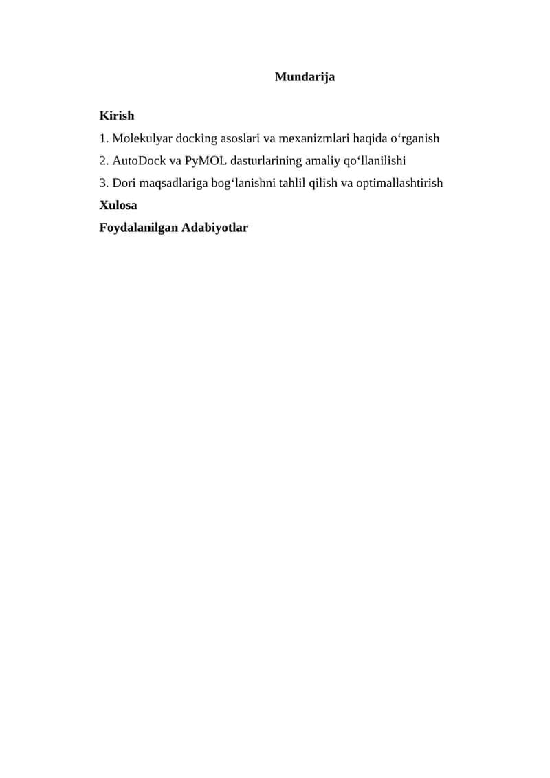 Molekulyar docking asoslari va mexanizmlari 1