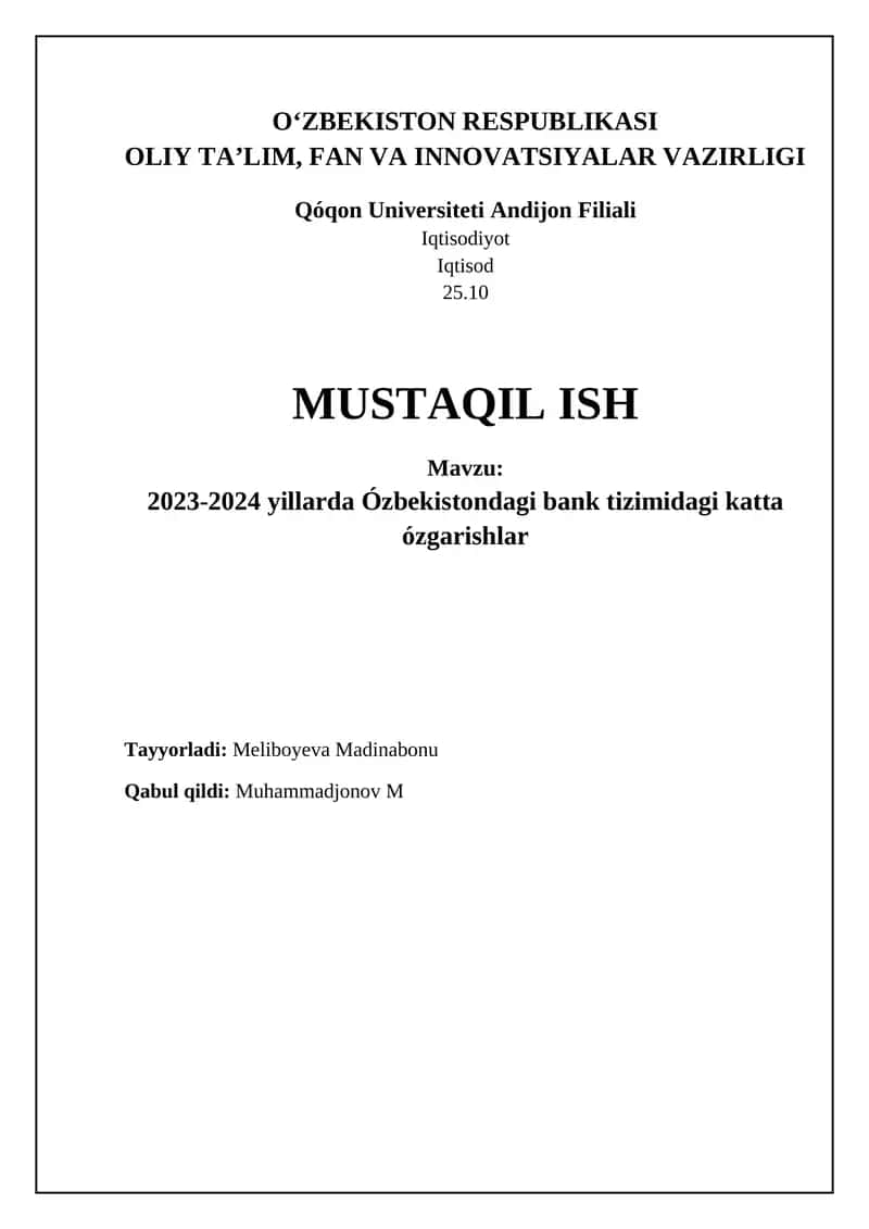 2023-2024 yillarda O'zbekiston bank tizimidagi asosiy o'zgarishlar: Umumiy ko'rinish 1