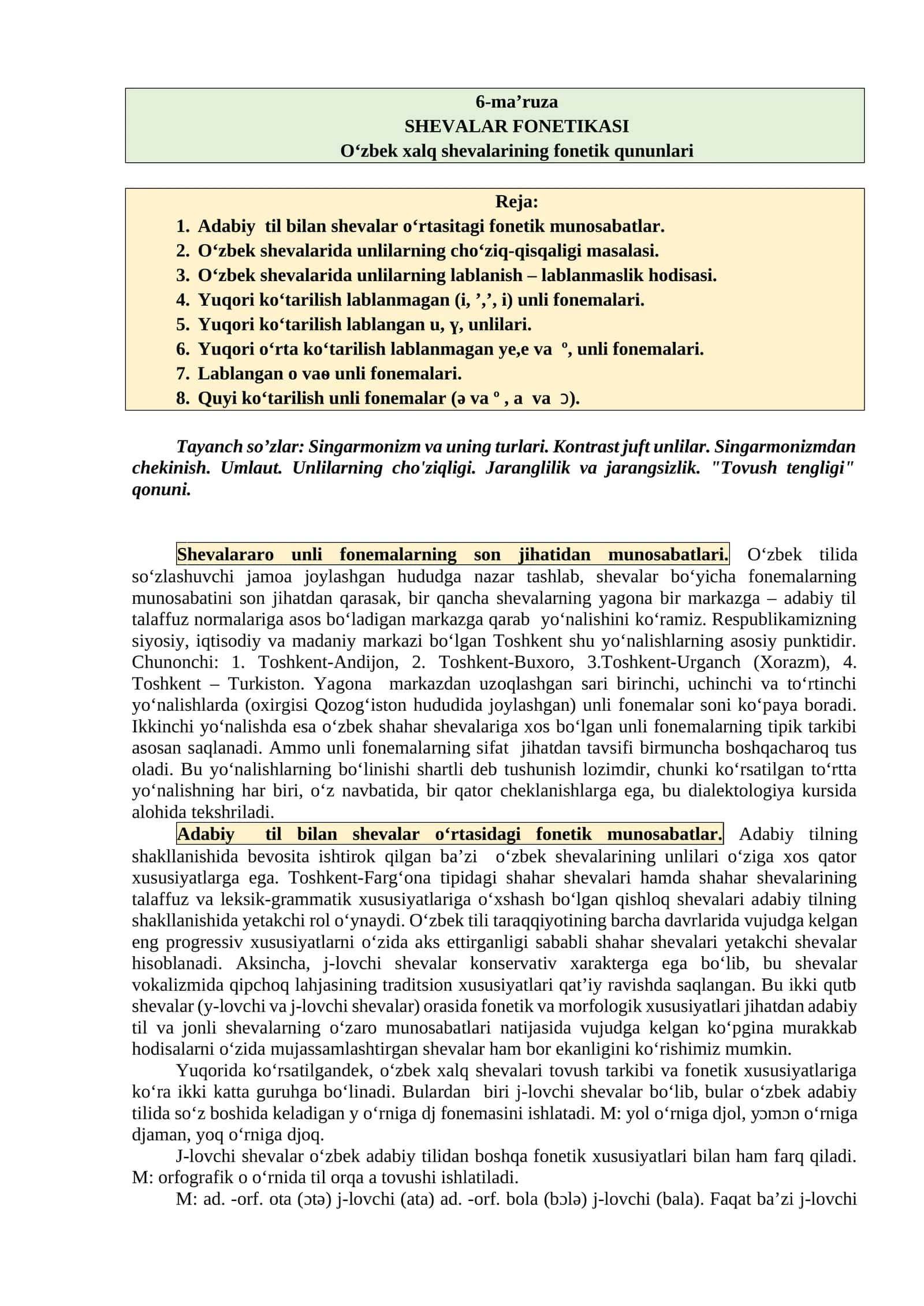 SHEVALAR FONETIKASI 1