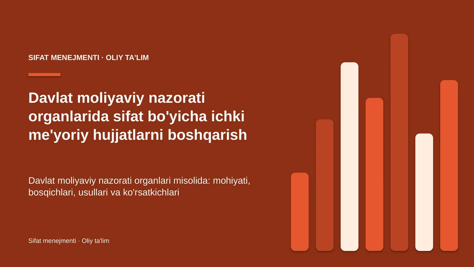 davlat moliyaviy nazorati organlarida sifat bo'yicha ichki me'yoriy hujjatlarni boshqarish 4574 1