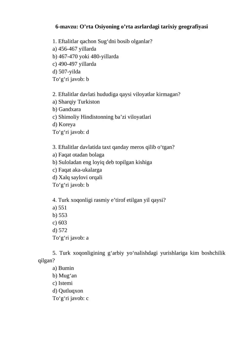 O'rta Osiyoning o'rta asrlardagi tarixiy geografiyasi 1