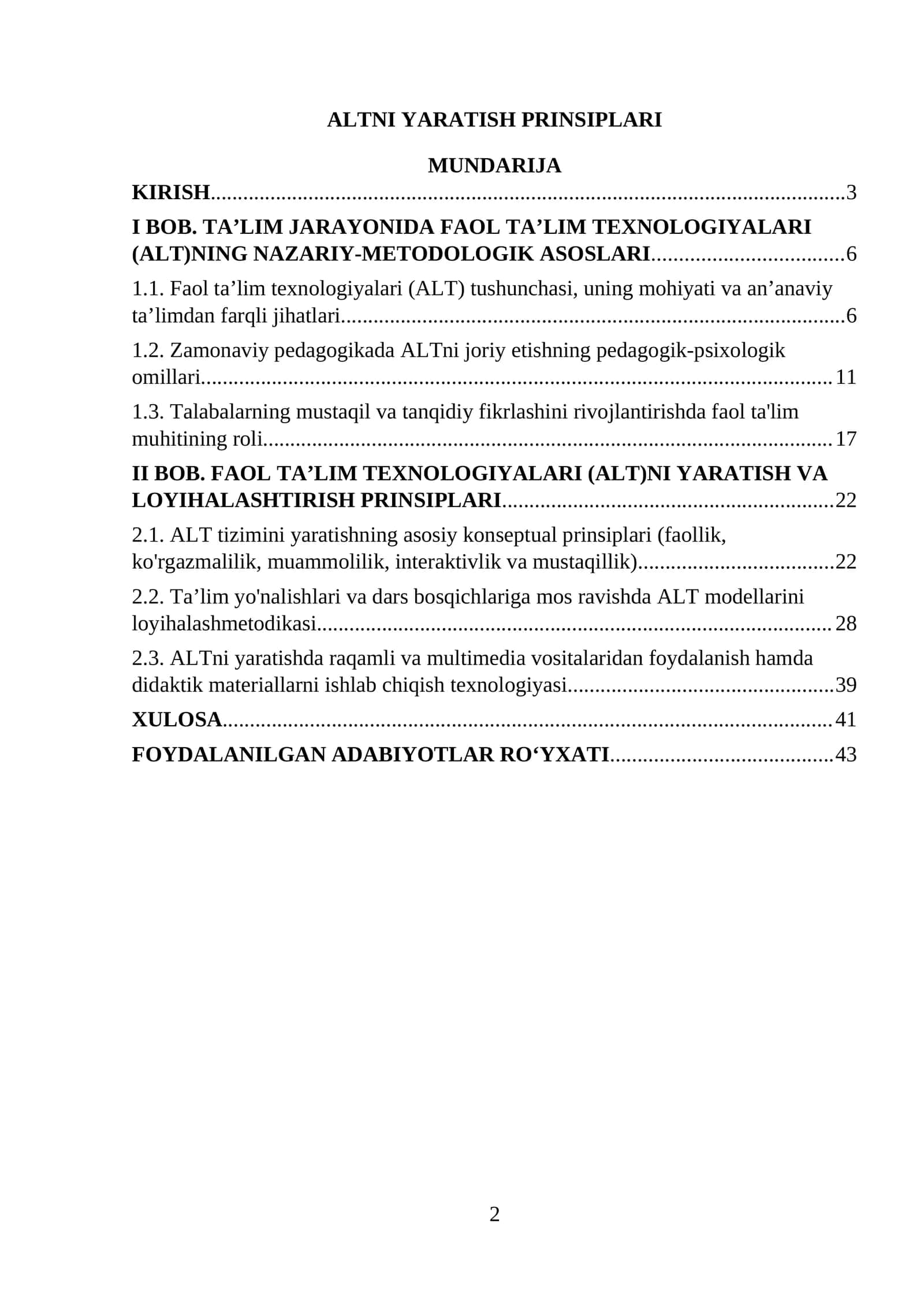 ALTNI YARATISH PRINSIPLARI 1