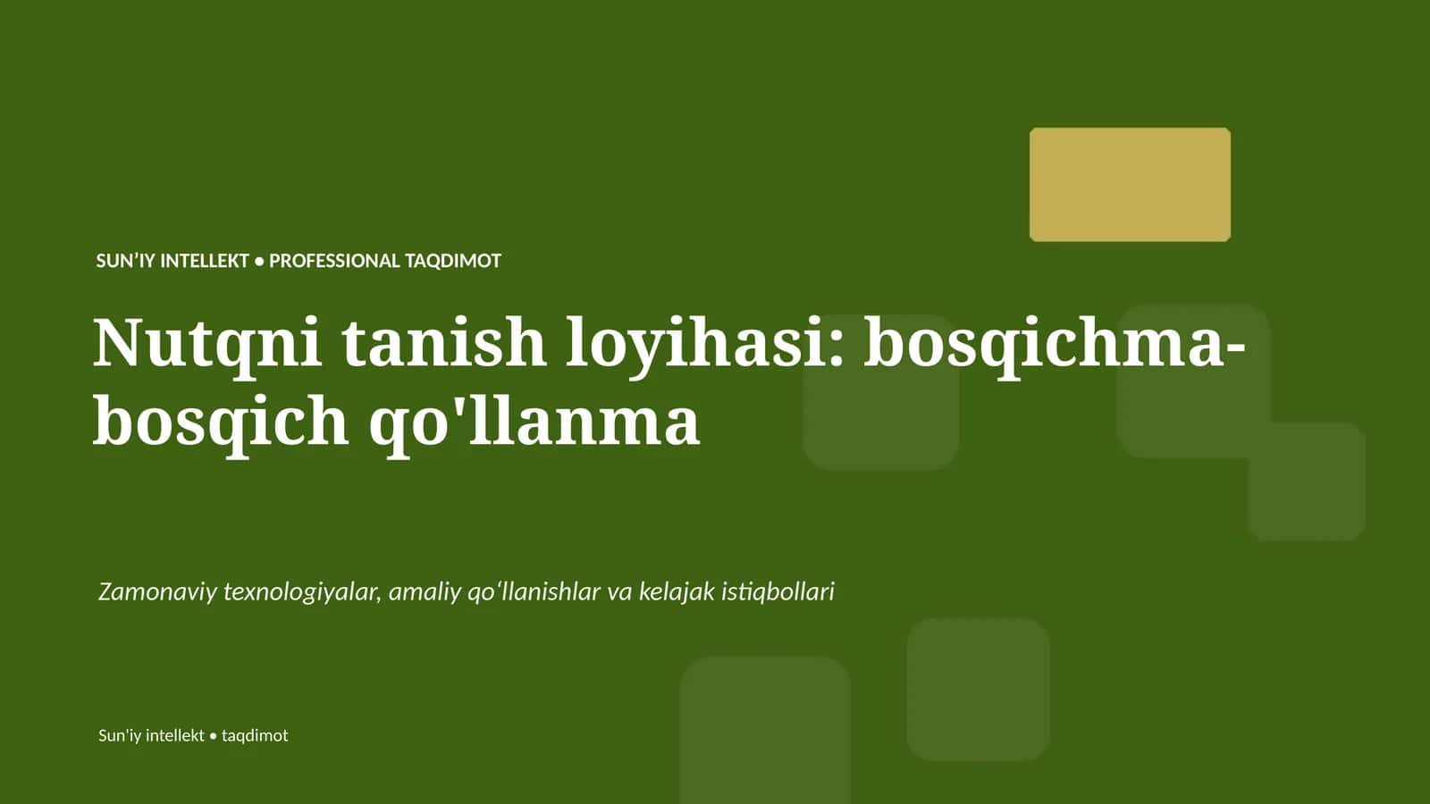 Nutqni tanish loyihasi: bosqichma-bosqich qo'llanma 1