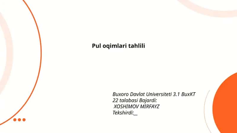 Pul oqimlari tahlili 1