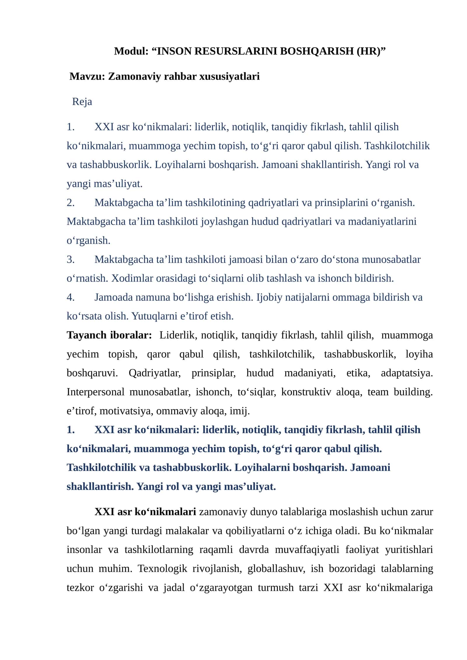 INSON RESURSLARINI BOSHQARISH (HR) 1