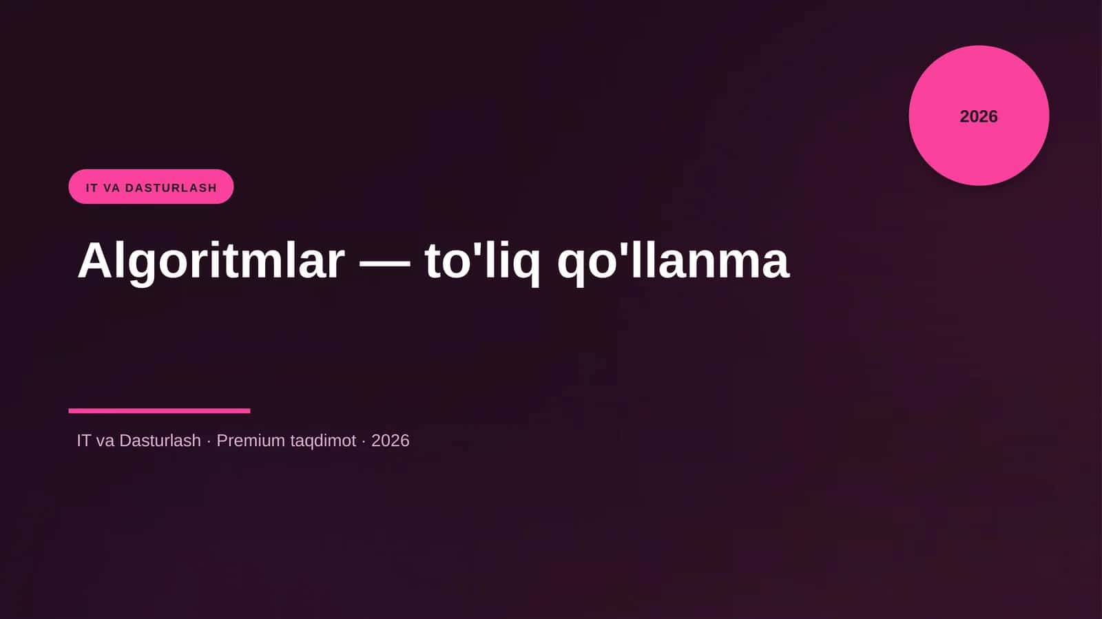 Algoritmlar — to'liq qo'llanma 1