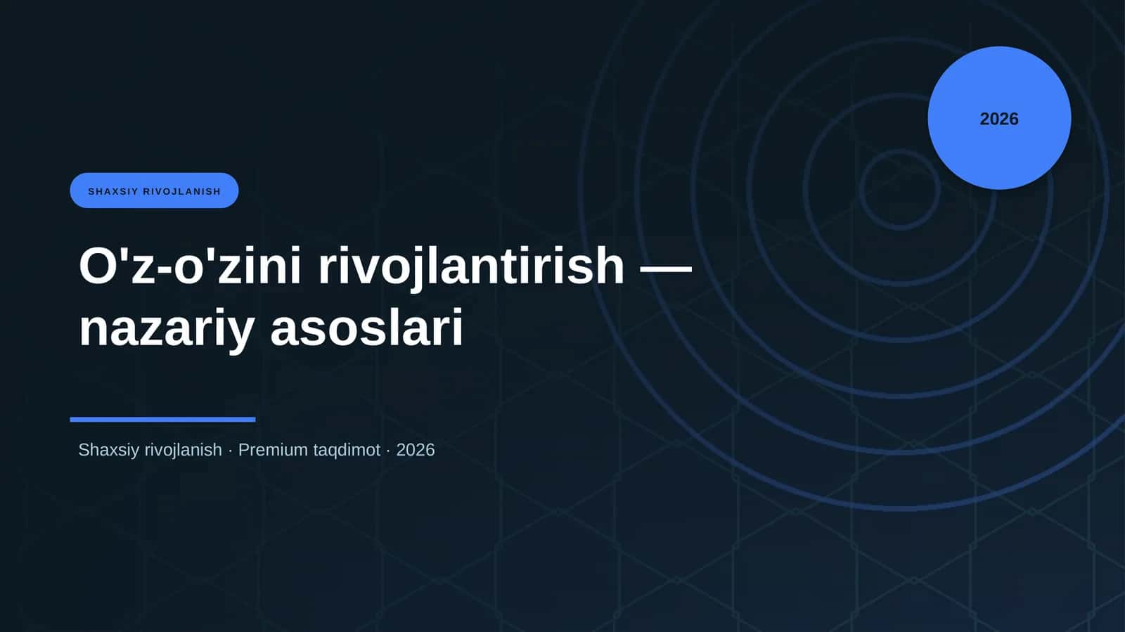 O'z-o'zini rivojlantirish — nazariy asoslari 1