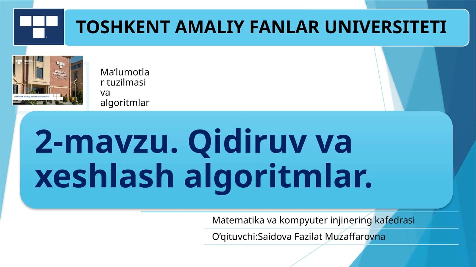 Qidiruv masalalari. Qidiruv Abstraksiyasi 1
