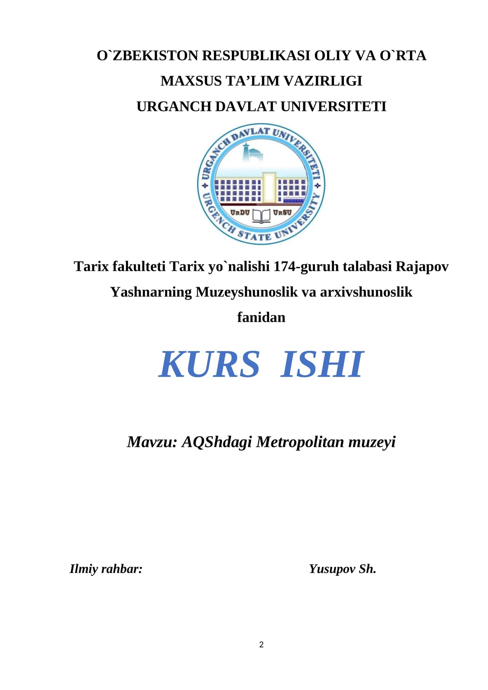 AQShdagi Metropolitan muzeyi 1