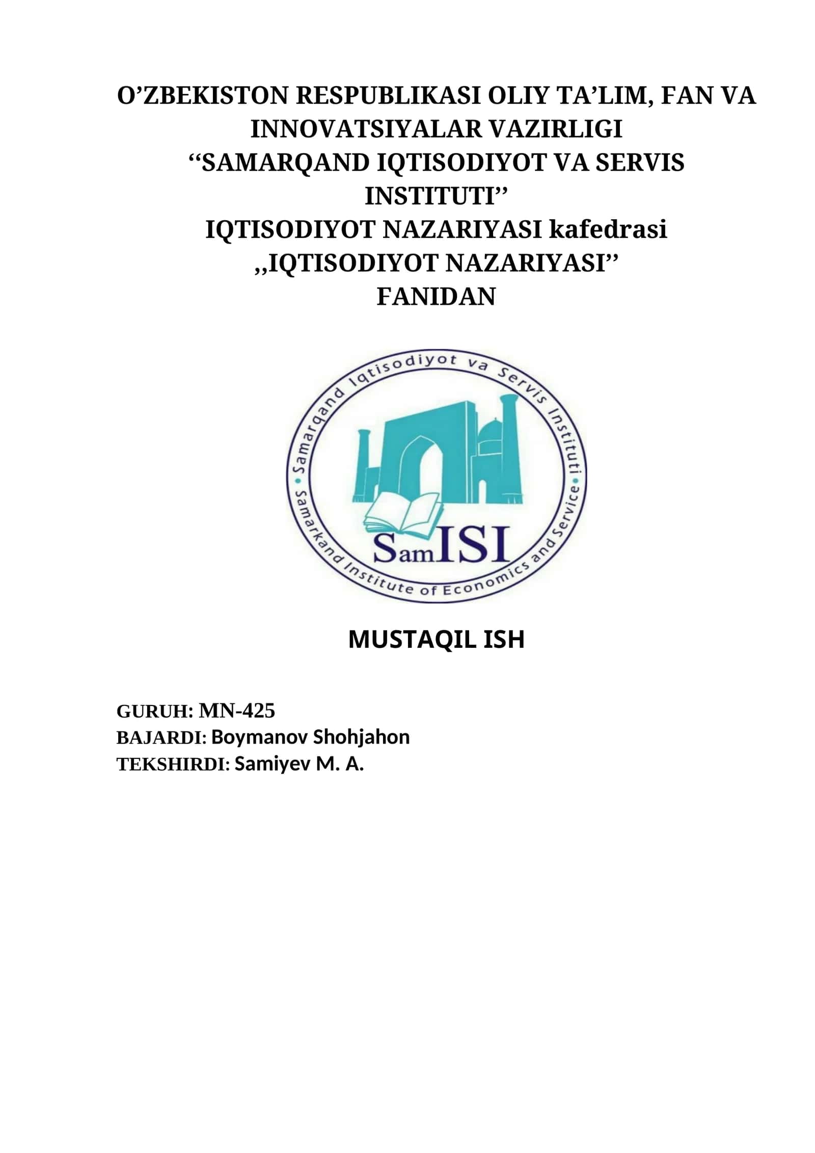 O’zbekistonning investitsion dasturi. O’zbekiston iqtisodiyotiga xorijiy investitsiyalarni jalb etish 1