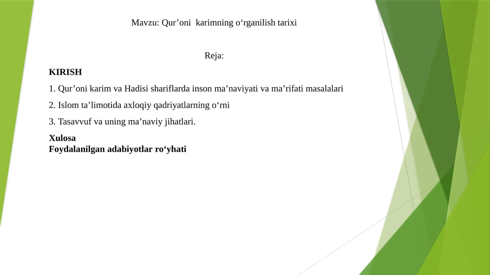 Qur’oni  karimning o‘rganilish tarixi 1
