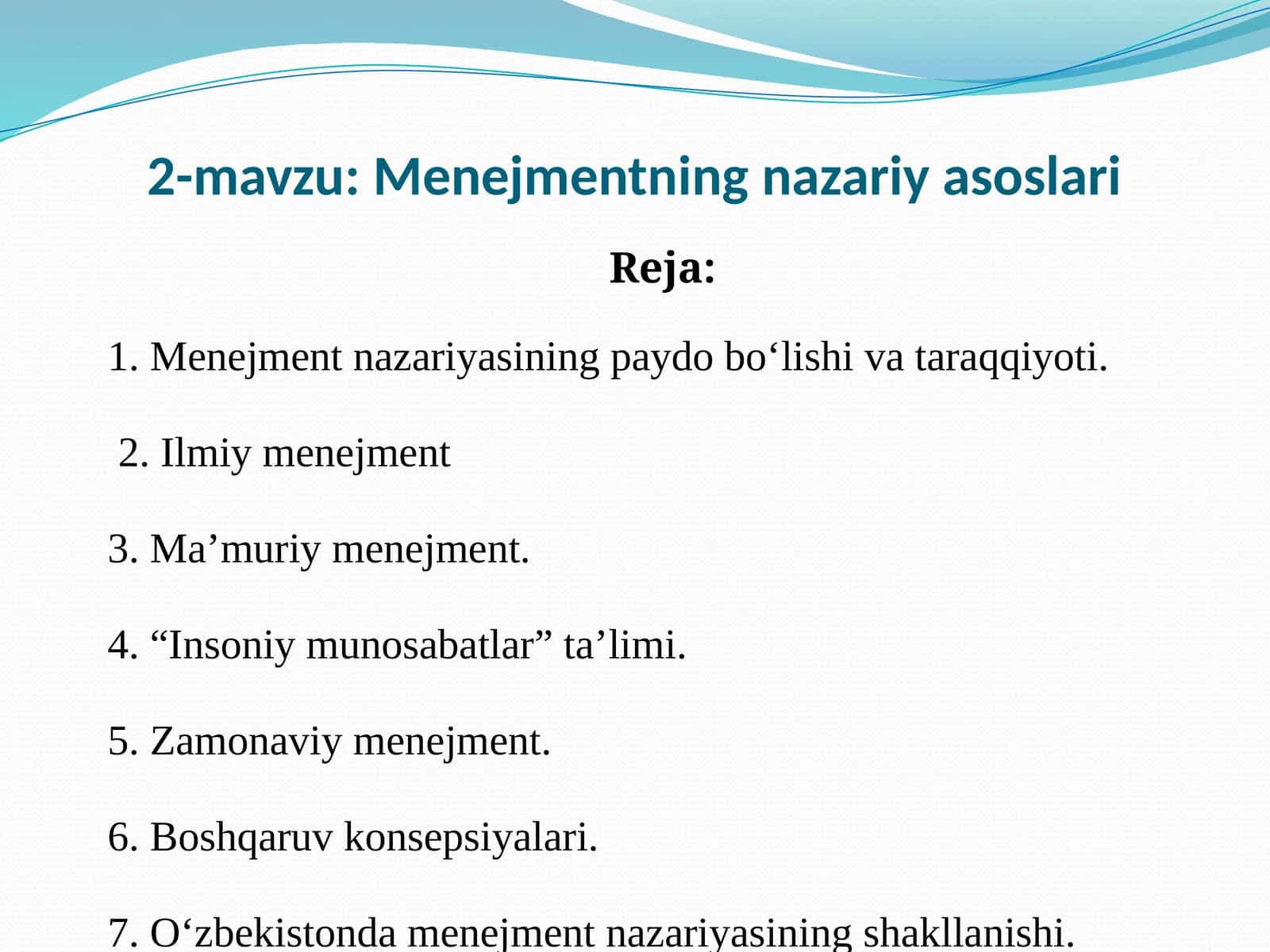Menejmentning nazariy asoslari 1