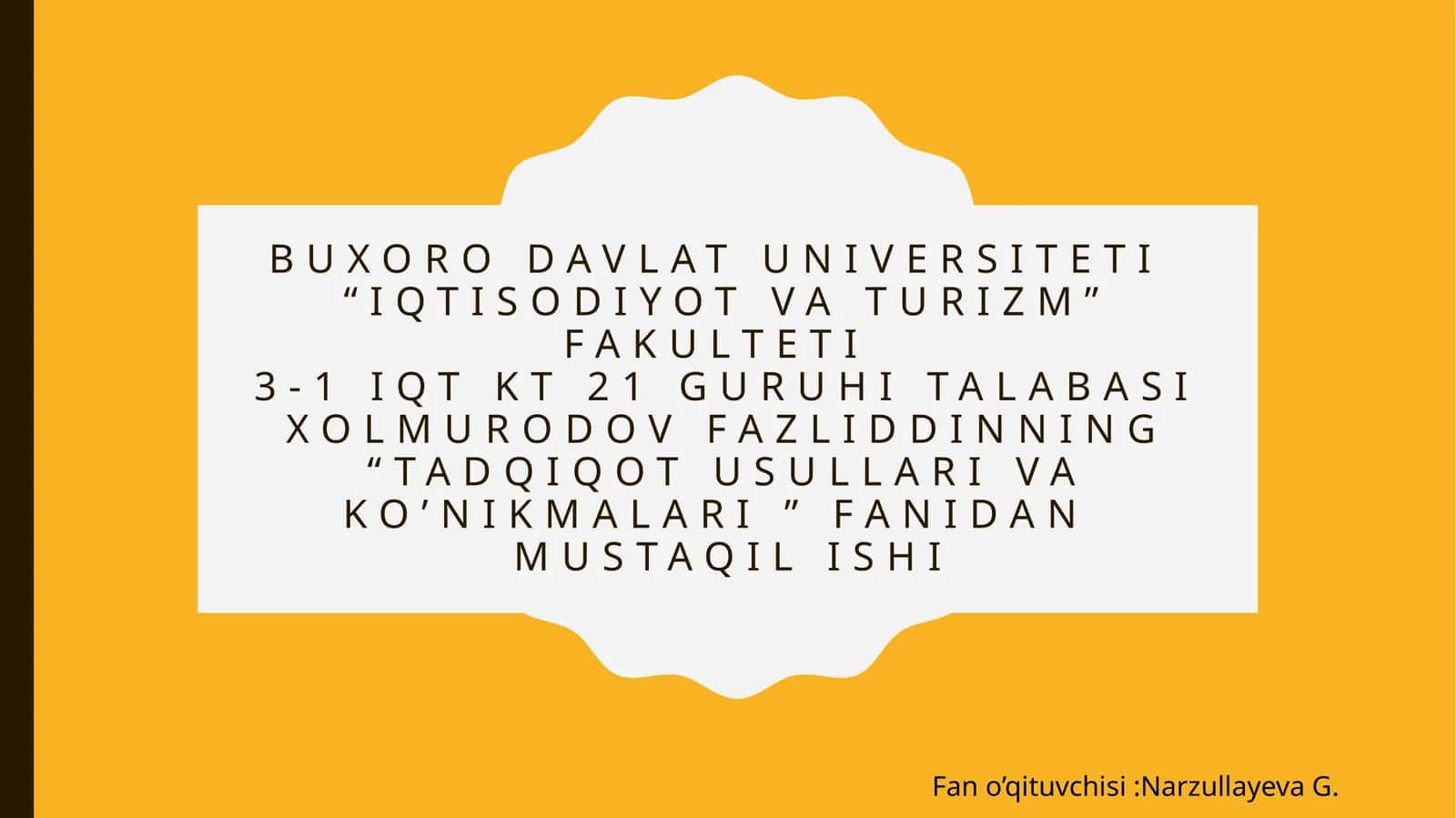 Tadqiqot usullari va ko'nikmalari 1