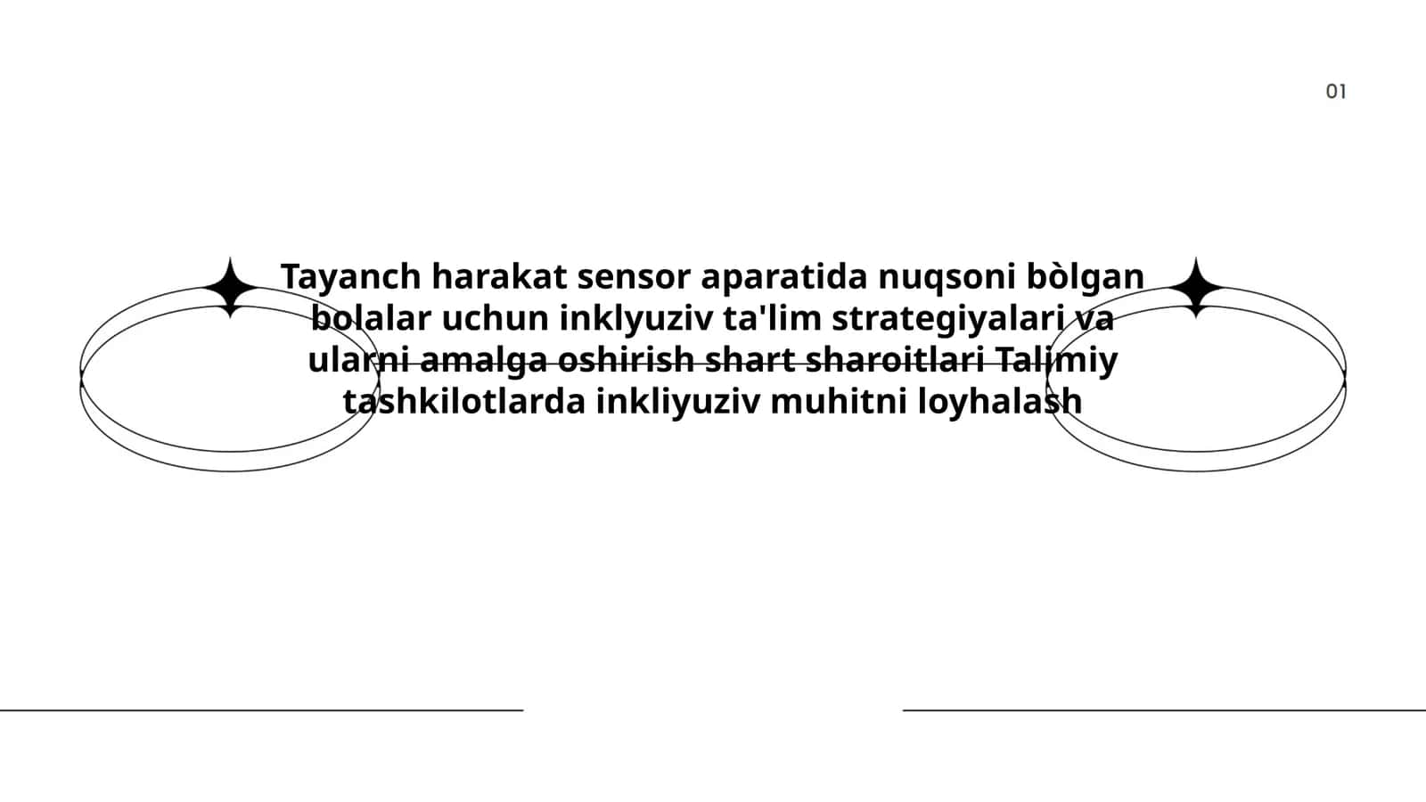 Tayanch harakat sensor aparatida nuqsoni bòlgan bolalar uchun inklyuziv ta'lim strategiyalari va ularni amalga oshirish shart sharoitlari Talimiy tashkilotlarda inkliyuziv muhitni loyhalash 1