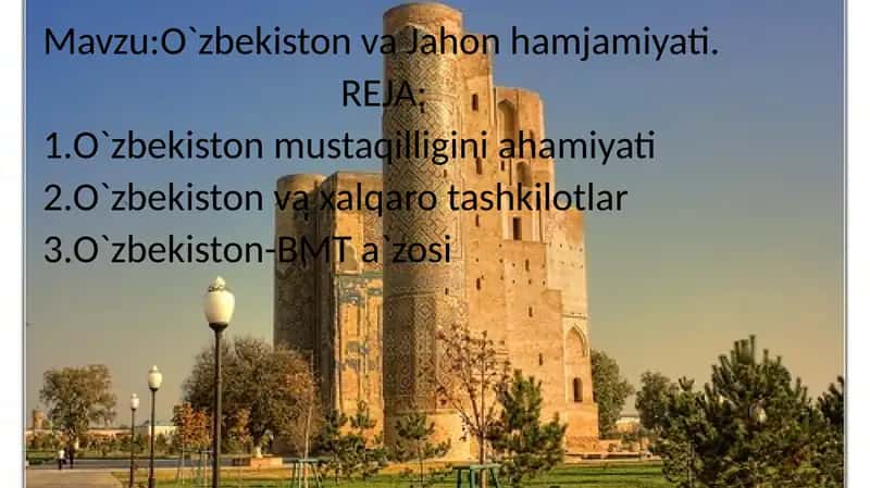 O`zbekiston va Jahon hamjamiyati 1