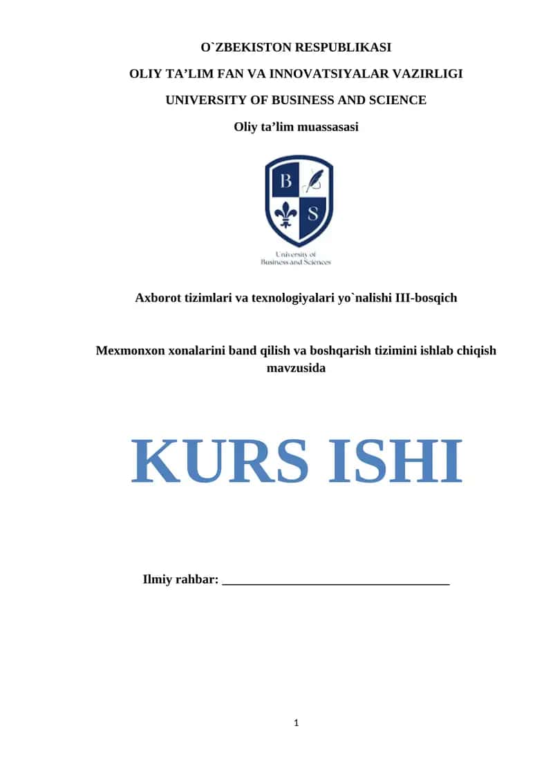 Axborot tizimlari va texnologiyalari yo`nalishi III-bosqich 1