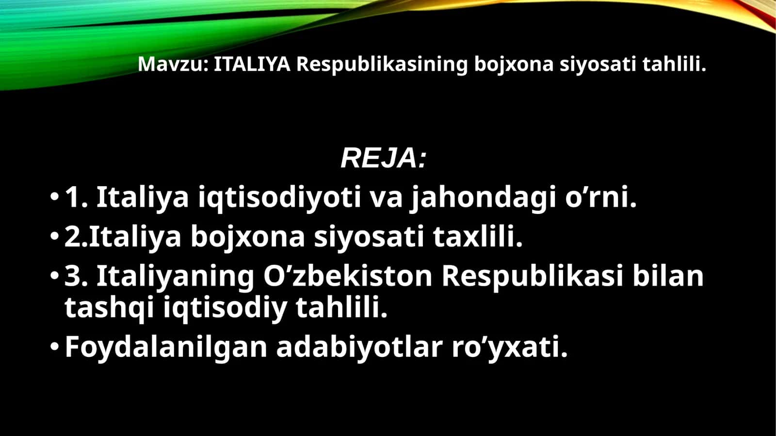Italiya Respublikasining bojxona siyosati tahlili 1
