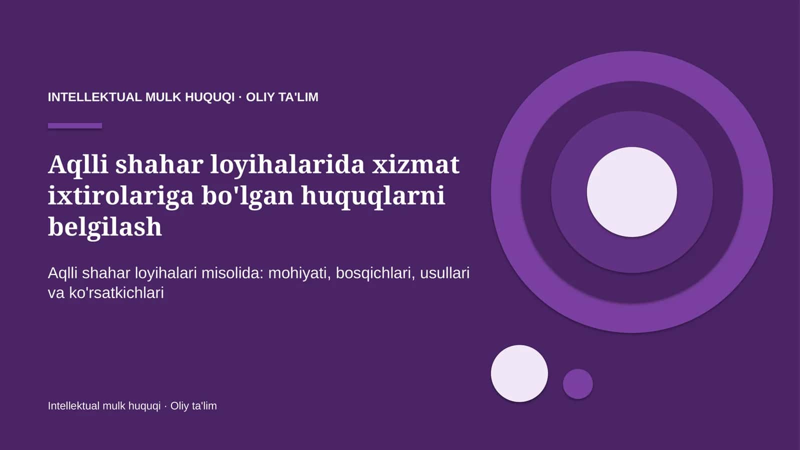Aqlli shahar loyihalarida xizmat ixtirolariga bo'lgan huquqlarni belgilash 1