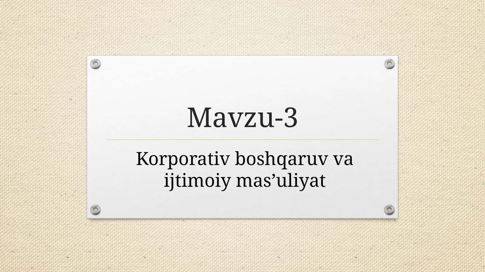 Korporativ boshqaruv va ijtimoiy mas’uliyat 1