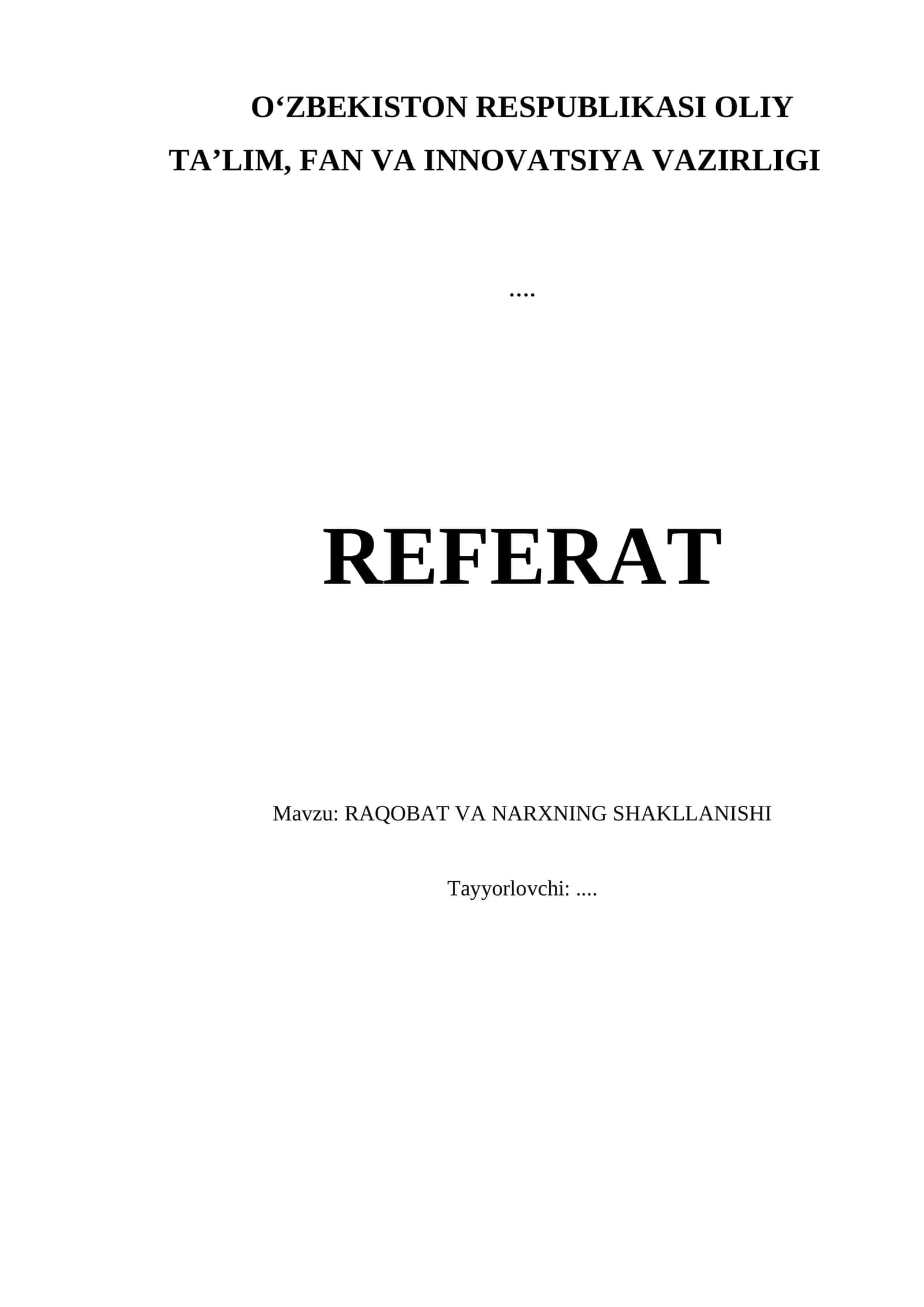 RAQOBAT VA NARXNING SHAKLLANISHI 1