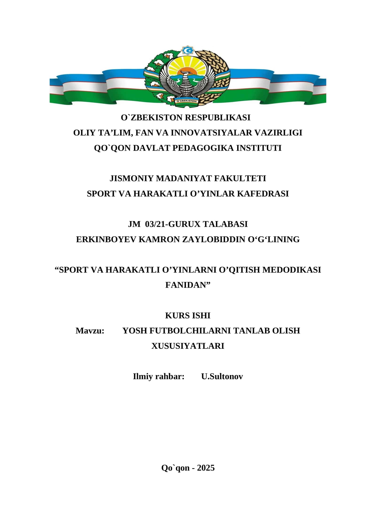 YOSH FUTBOLCHILARNI TANLAB OLISH XUSUSIYATLARI 1