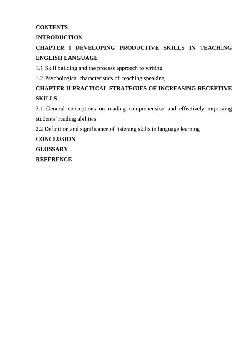 Course Paper on Developing Language Skills in English Teaching 1