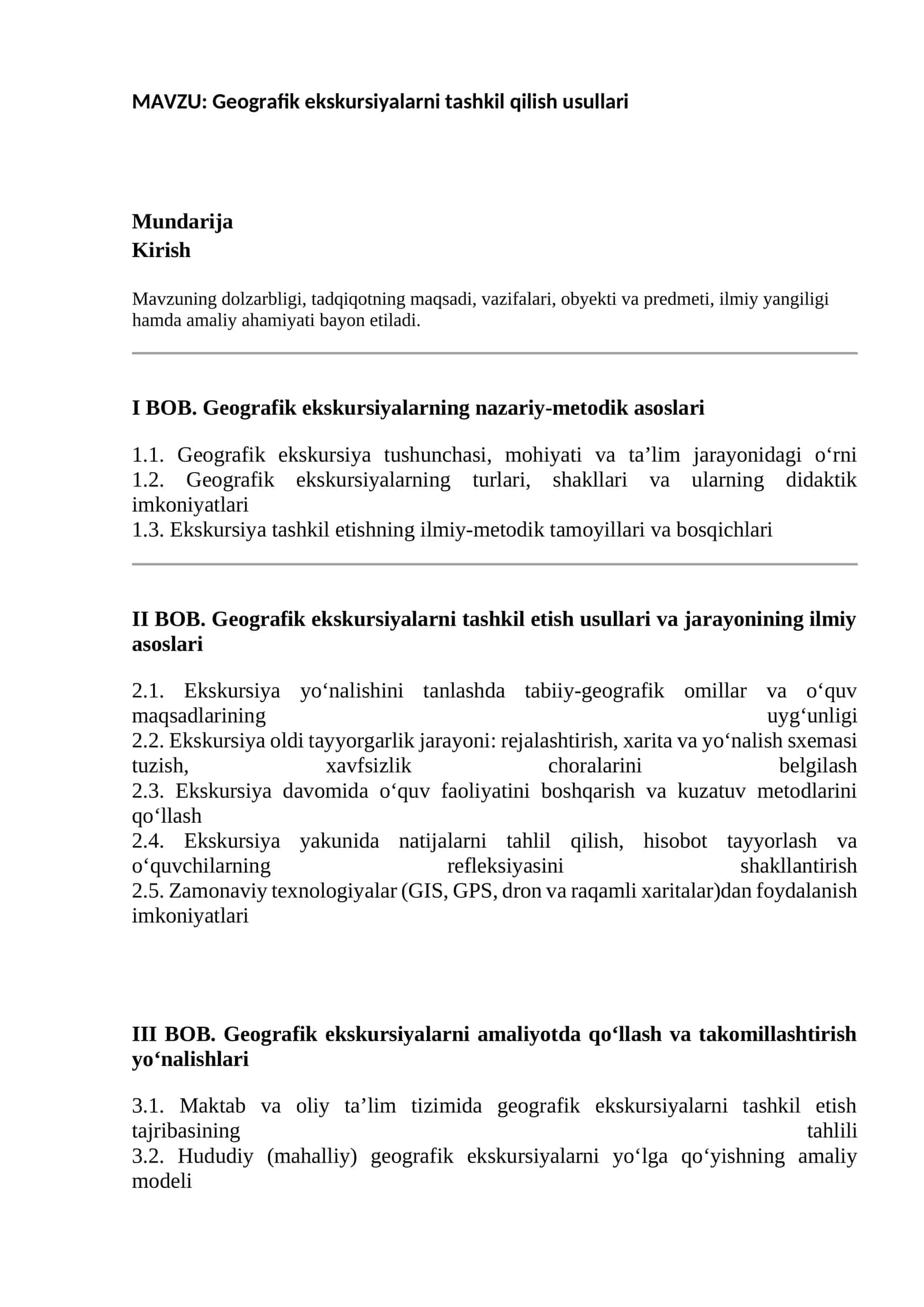 Geografik ekskursiyalarni tashkil qilish usullari 1