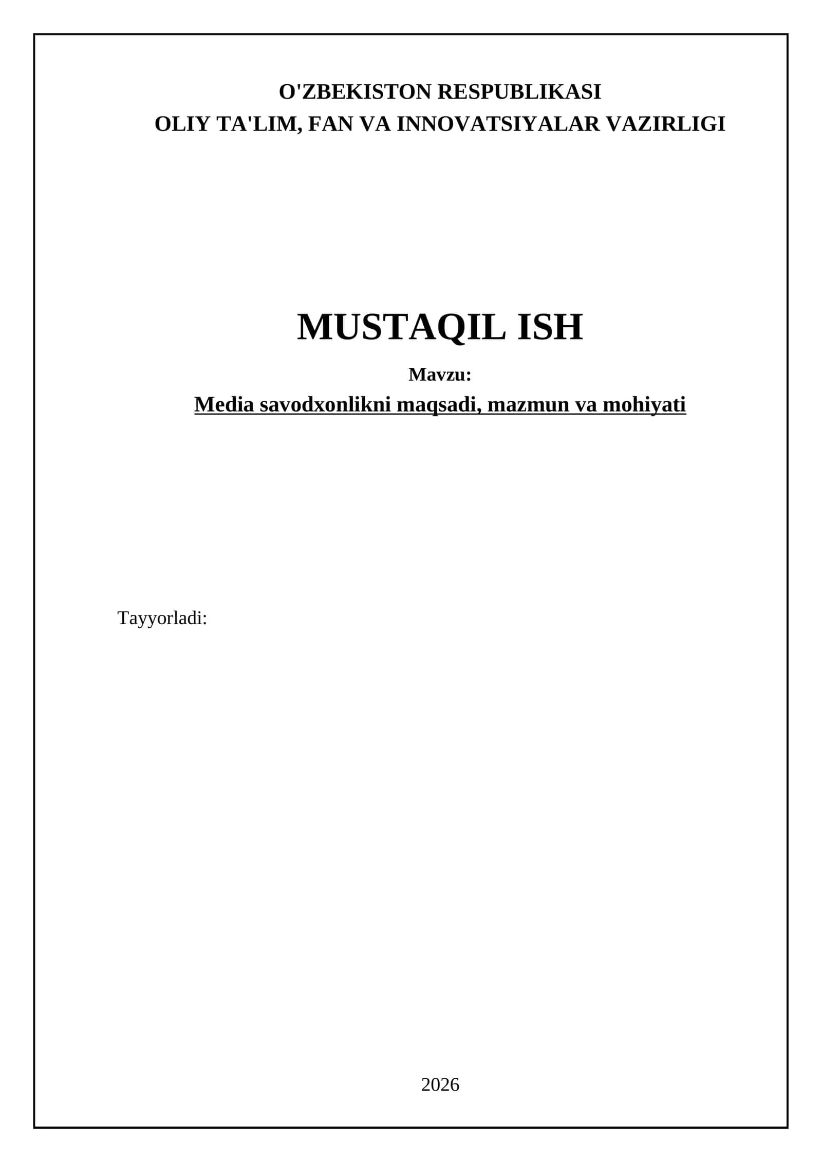 Media savodxonlikni maqsadi, mazmun va mohiyati 1
