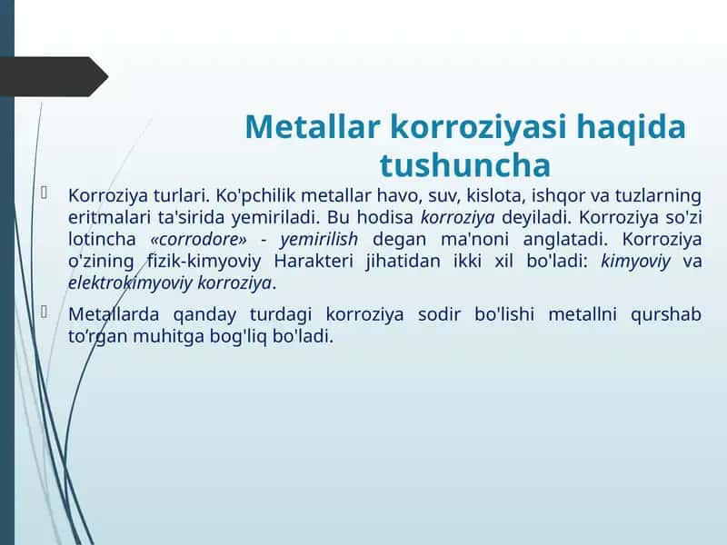 Metallar korroziyasi haqida tushuncha 1