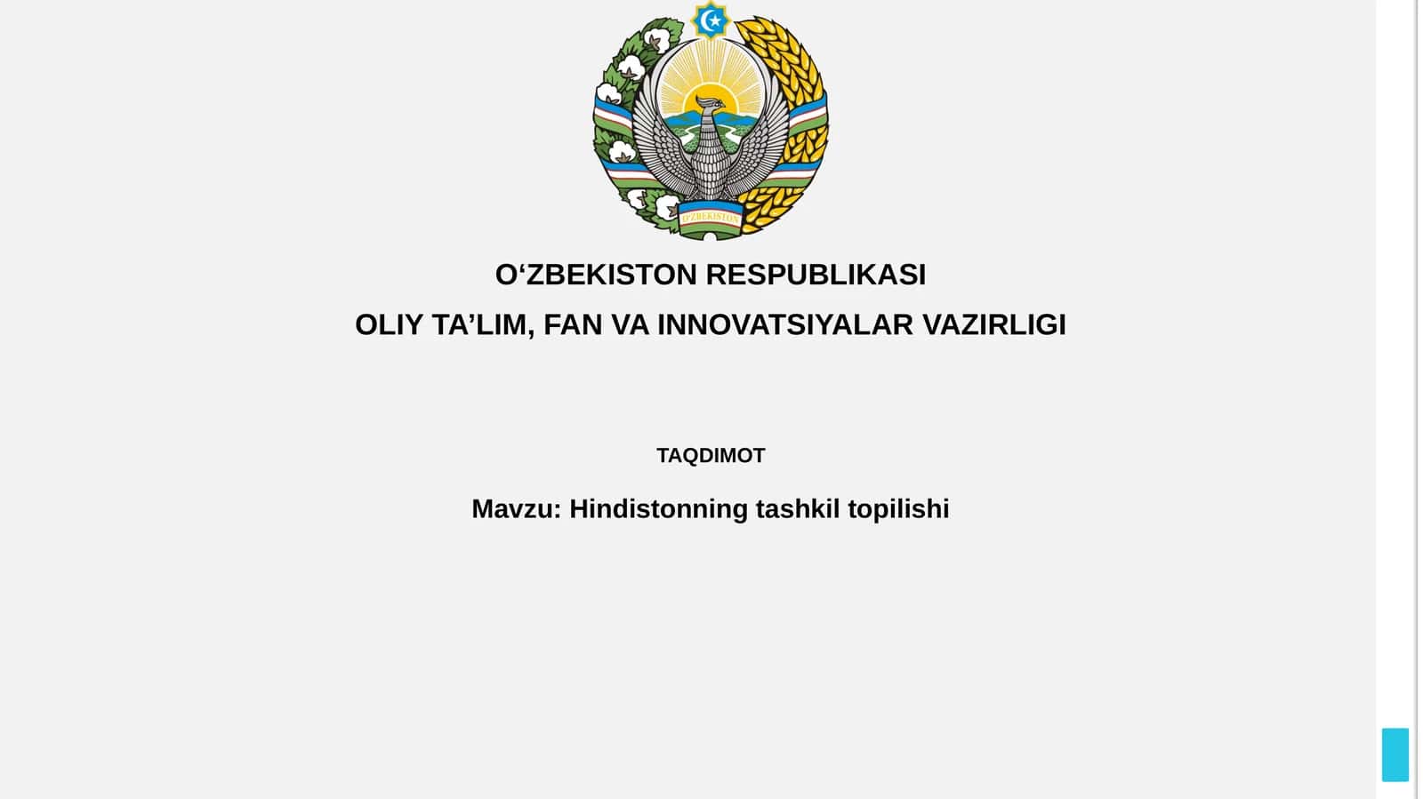 Hindistonning ta'siriy tashkil topilishi 1