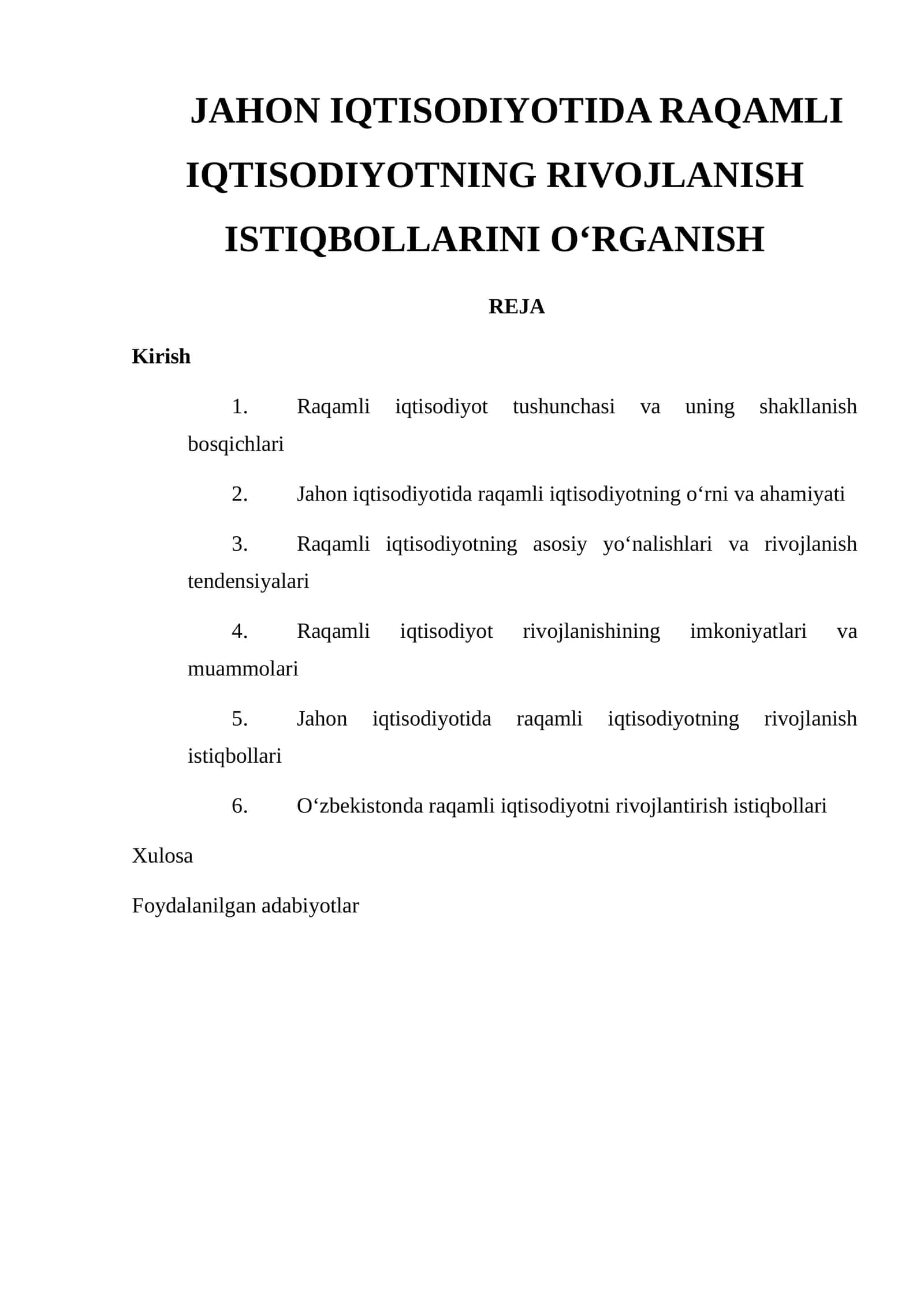 Jahon iqtisodiyotida raqamli iqtisodiyotning rivojlanish istiqbollarini o‘rganish 1