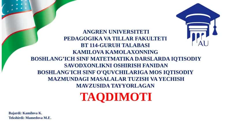 Boshlang‘ich Sinf Iqtisodi Masalalar 1