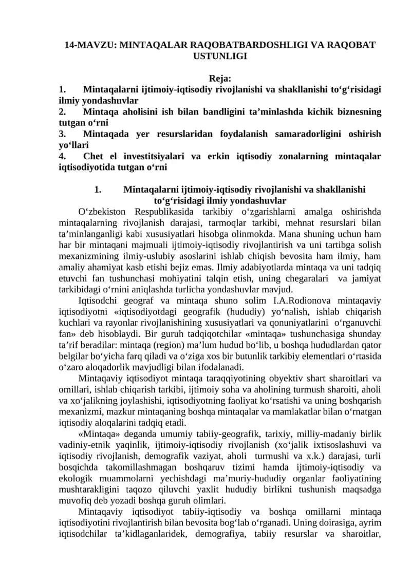 MINTAQALAR RAQOBATBARDOSHLIGI VA RAQOBAT USTUNLIGI 1