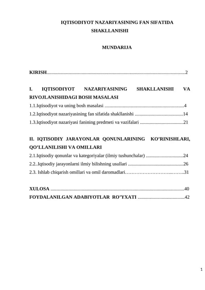 IQTISODIYOT NAZARIYASINING FAN SIFATIDA SHAKLLANISHI 1