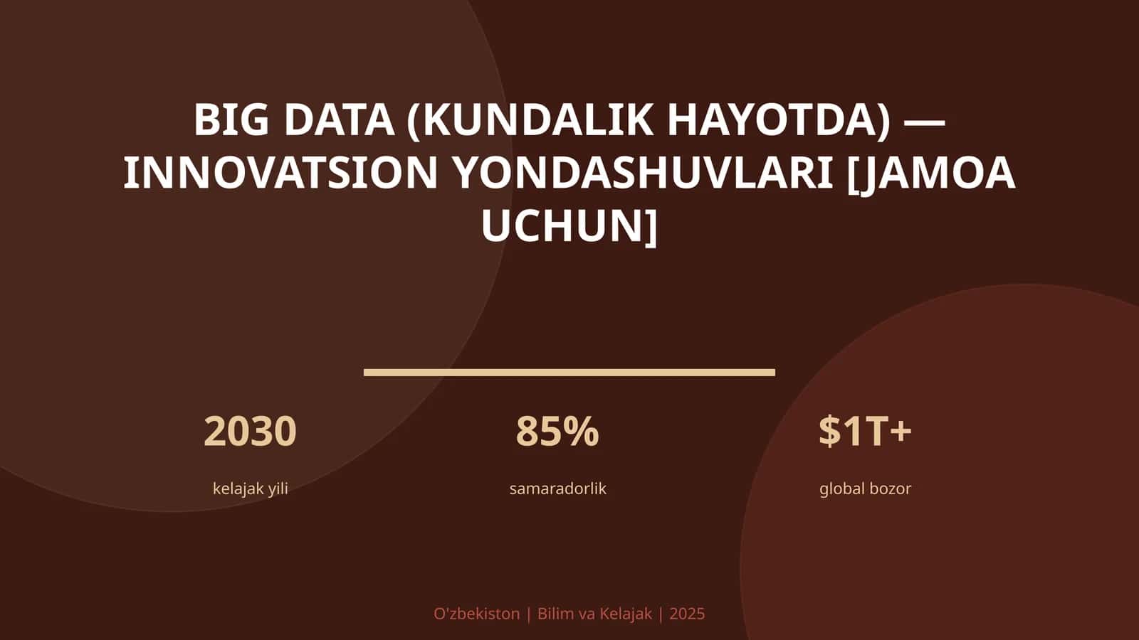 BIG DATA (KUNDALIK HAYOTDA) — INNOVATSION YONDASHUVLARI [JAMOA UCHUN] 1
