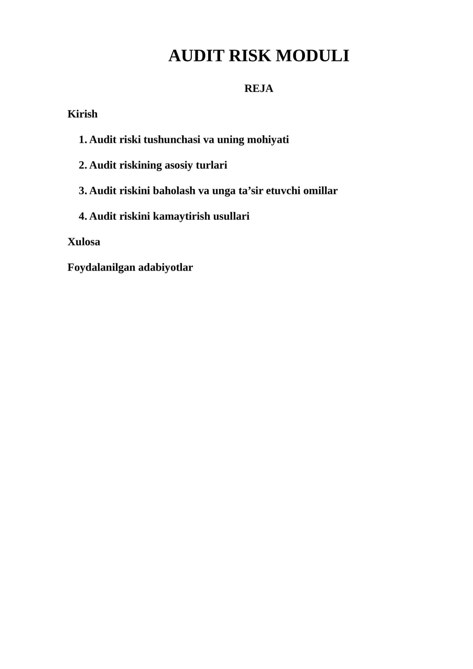 AUDIT RISK MODULI 1