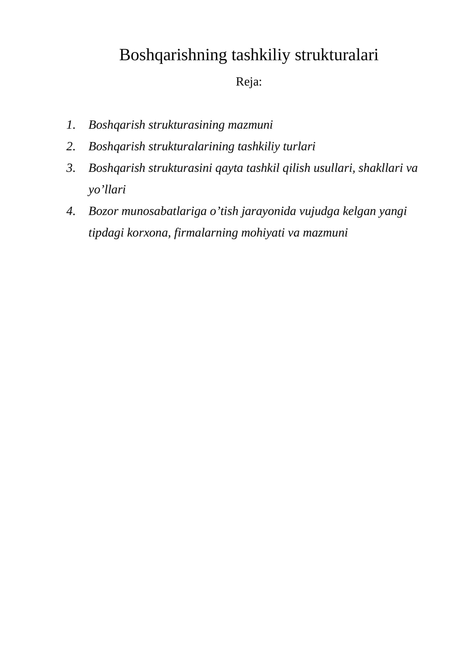 Boshqarishning tashkiliy strukturalari 1