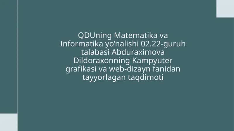 Grafik axborotni kiritish, tahrirlash va chiqarishning dasturiy vositalari;Corel Draw 1