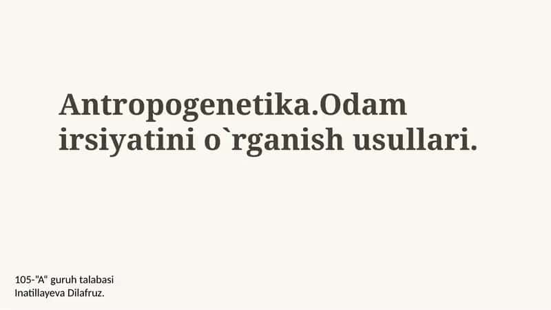 Antropogenetika 1